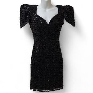 Vintage Black Sequin Dress, Vintage Goth Dress, Vintage Dresses, Sequin Dress
